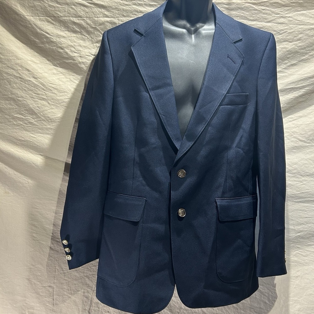 Vintage Levi Strauss Business Class Mens Navy Blue Blazer 40R Gold Button USA